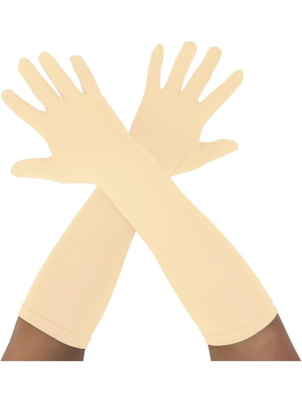 Women's Beige Unisex 15" Long Elbow Spandex Costume Party Opera Gloves